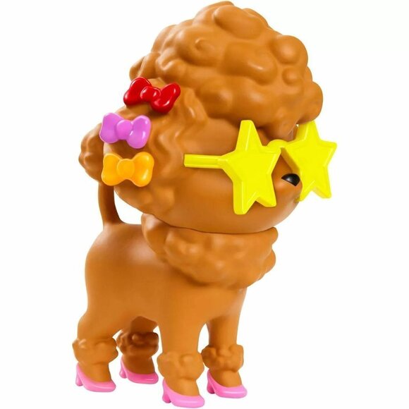Barbie Extra Doll #1 in Furry Rainbow Coat with Pet Poodle, Brunette Afro-Puffs - Picture 3 of 5